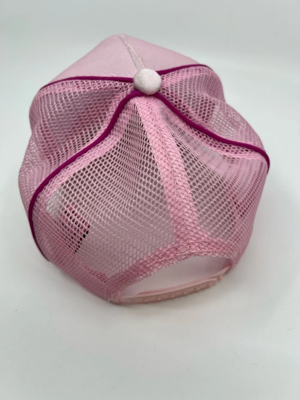 Juicy Couture Kid’s Baseball Cap Pink Velour with Jeweled Logo Trucker Mesh